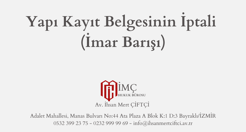 Yapı Kayıt Belgesinin İptal Edilmesi